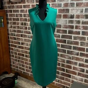 Calvin Klein Women’s Green Cocktail Party Festival Dress NWOT Sz 8 Gold Zipper